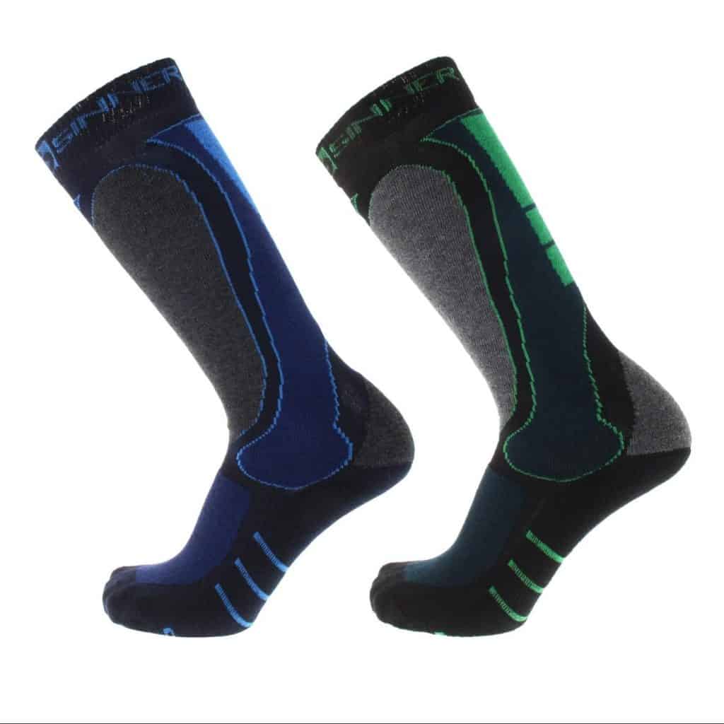 Sinner technical ski socks. Blue and Green - Ski 3 Up